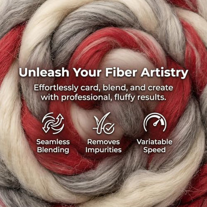 Electric Wool Carding Machine, Wool Felt Drum Carder, with Brush & Awl, Foot Pedal, Remove Fiber Impurities, Fast Color Mixing Wool Blending Wheel, for Fluffy, Plush Crafts