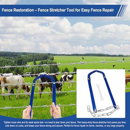 Updated Heavy Duty Fence Repair Tool, Fence Stretcher Tool for Tightening and Restoring Barbed Wire, Electric Fence, Horse Fence, Mesh Fencing, Fence Stretcher-Fence Repair for Ranch,Farm, Garden Use.