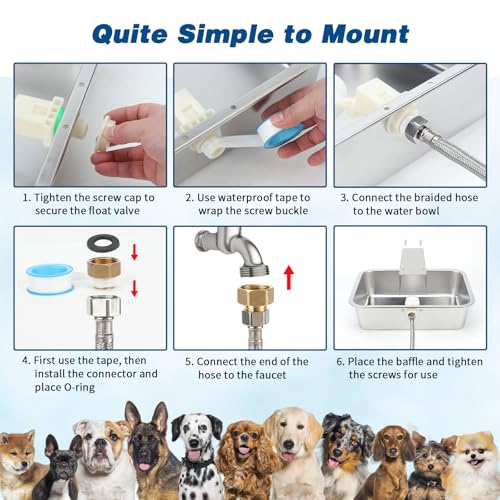BWOGUE 3 Gal Automatic Dog Water Dispenser, Stainless Steel Bowl for Dogs - size: 3 Gal