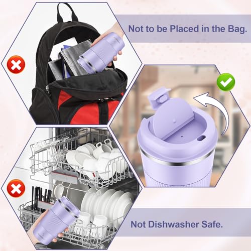 MOMSIV 17oz Travel Coffee Mug, Insulated Coffee Cup with Leakproof Lid - color: B-Purple Taro-17oz