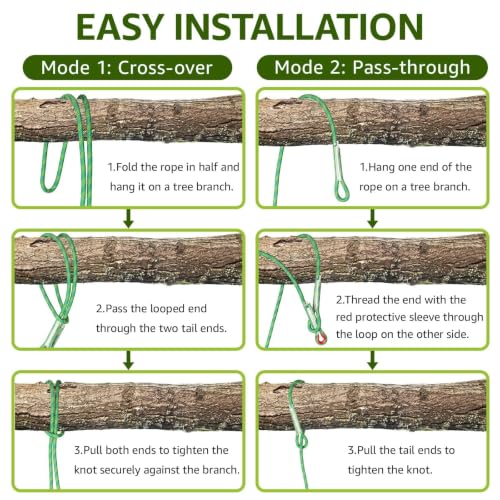 Heavy Duty Tree Swing Ropes with Safer Lock-(2Pack,Green,5FT) - color: Green, size: 60''(5FT)-2 Pack