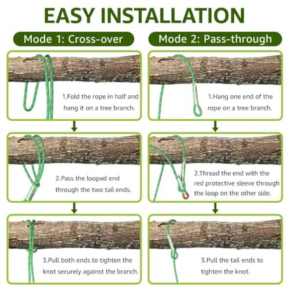 Heavy Duty Tree Swing Ropes with Safer Lock-(2Pack,Green,5FT) - color: Green, size: 60''(5FT)-2 Pack