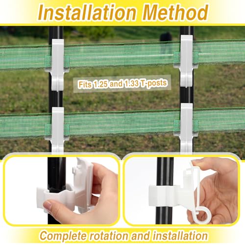 Chunful 100 Pcs T-Post Poly Tape Insulator Large Snap T-Post Holding Electric Fence Insulator for Farm Fence (White) - color: White