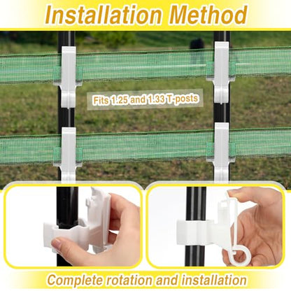 Chunful 300 Pcs T-Post Poly Tape Insulator Large Snap T-Post Holding Electric Fence Insulator for Farm Fence (White) - color: White
