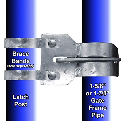 ROLLING OFFSET LATCH - LOCK N' LATCH: (for 1-5/8" to 1-7/8") Chain Link Fence Gate Offset Latch (Rolling, Sliding, or Cantilevered Gate Latch)