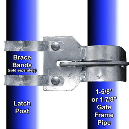 ROLLING OFFSET LATCH - LOCK N' LATCH: (for 1-5/8" to 1-7/8") Chain Link Fence Gate Offset Latch (Rolling, Sliding, or Cantilevered Gate Latch)