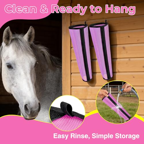 Fly Boots for Horses Set of 4 – Horse Fly Boots with Anti-Sag Stays & Breathable Mesh, Reduces Stomping & Fatigue, Curved-Edge Design for Natural Motion, Comfort Fit for Medium to Large Horses