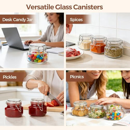 ComSaf Square Glass Food Jars 17 oz 6 Pack for Pickling and Herbs Storage - size: 17oz*6