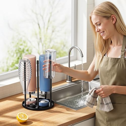 niffgaff Bottle Drying Rack – Ceramic Base Bottle Organizer for Countertop, Baby Bottle Rack, Water Bottle Storage Rack, Black - color: Black