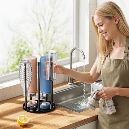 niffgaff Bottle Drying Rack – Ceramic Base Bottle Organizer for Countertop, Baby Bottle Rack, Water Bottle Storage Rack, Black - color: Black