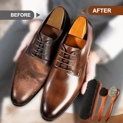 4Pcs Shoe Shine Kit, Horsehair Brush for Cleaning and Polishing - size: 4PCS