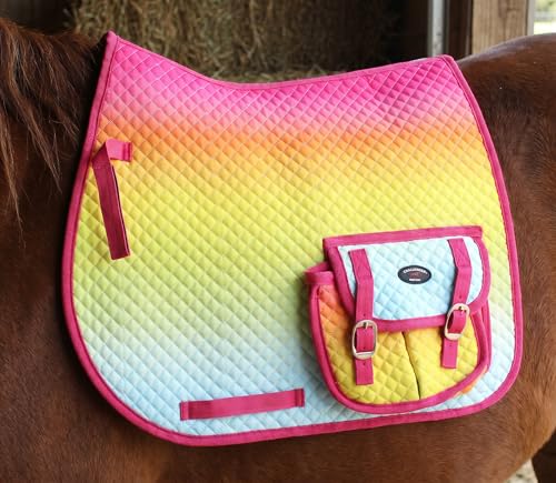 CHALLENGER Horse Quilted Aussie English All-Purpose Saddle Pad Ombre w/Pockets 72158 72158
