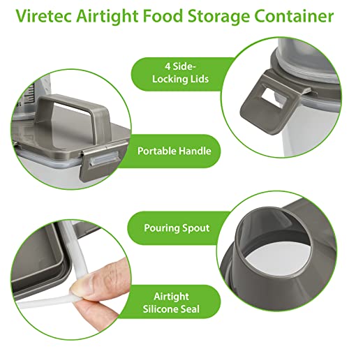 Viretec Rice Airtight Storage Container, 3 to 5Lbs Cereal Dry Food Flour Bin, Pet Dog Cat Food Dispenser with Measuring Cup, BPA Free Clear Plastic Kitchen and Pantry Organization Bin for Sugar - color: 3L/Grey