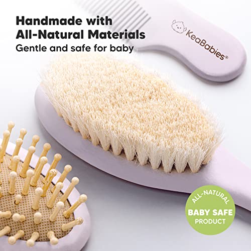 KeaBabies Baby Hair Brush and Baby Comb Set and KeaBabies Diaper Caddy Organizer - Wooden Baby Brush with Soft Goat Bristle, Baby Organizer for Nursery