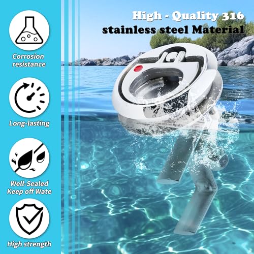 Boat Cam Latch Stainless Steel 316 Marine Hatch Cam Latch Style, Flush Pull Mount Includes Installation Screws Marine Hatch Deck Hardware Ideal for Ships, Yachts, RVs 1 Pcs/2Pcs/Lock/Non-Lock - size: No-Locking 2Pcs