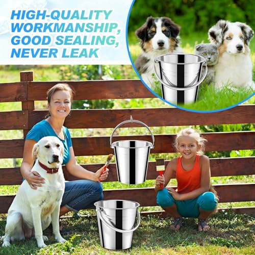 Hicarer 10 Pack 2.1 Quart Stainless Steel Dog Water Buckets, Metal Pails - size: 2.1 Quart