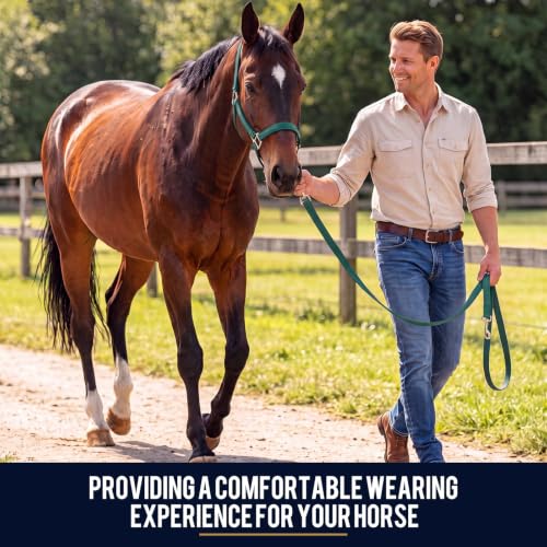 2 Pack Nylon Horse Halter with Reins Adjustable - color: Green