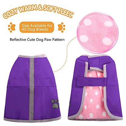Queenmore Dog Winter Coat, Cold Weather Fleece Dog Jacket, Small Dog Coat - color: Purple, size: X-Small