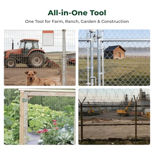 Chain Link Fence Puller Tool, Heavy-Duty Ratcheting with 9-Inch Stretcher | 9" ratchet travel, 5° tilted base & hooked groove. Pulls woven/barbed wire. One-person pulling tool for farm, ranch, garden
