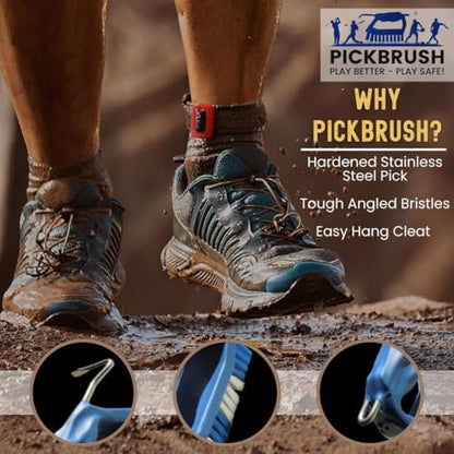 Kelcie's Handheld Shoe Cleaning Brush with Pick for Cleaning Mud Off Shoes in Minutes - Boot Brush & Cleat Cleaner for Golf, Soccer & Other Outdoor Footwear - Heavy-Duty Stiff Bristles Boot Scrubber