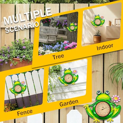 Outdoor Thermometer, Waterproof & Easy to Read, No Battery Needed | Frog wall-mounted decorative large outdoor thermometer for patio, garden, fence