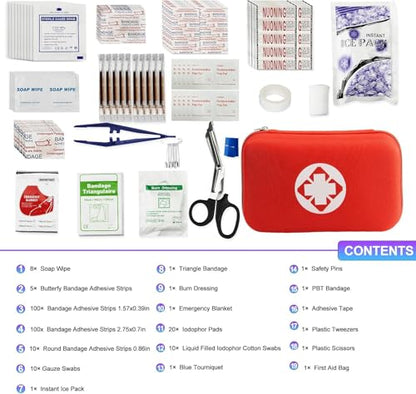 First Aid Kit 277PCS Car Home Camping Essentials Red Emergency Kit YIDERBO - color: Red