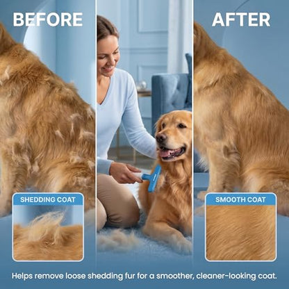 POODLIE Poodle Pet Dog Grooming Rake | Dematting Tool with Stainless Steel Shedding Comb for Pets | 2 Rows of Pins Gently Remove Loose or Tangled Hair from Undercoat (Blue) - color: Blue
