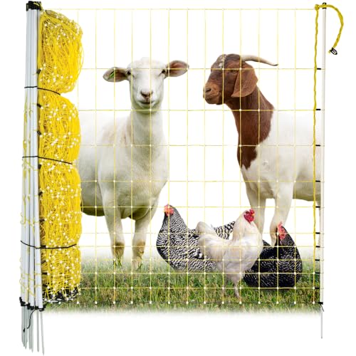 Premier 1 Yellow Electric Chicken Net with Posts – 48"H x 164'L | High-visibility yellow. Built-in posts. For chickens, ducks & turkeys. Energizer sold separately.