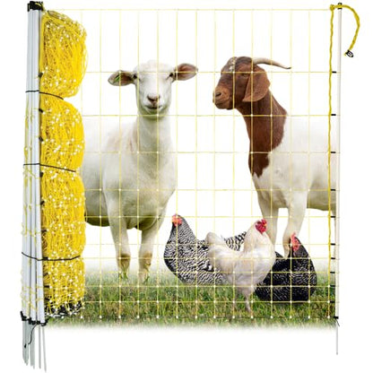 Premier 1 Yellow Electric Chicken Net with Posts – 48"H x 164'L | High-visibility yellow. Built-in posts. For chickens, ducks & turkeys. Energizer sold separately.