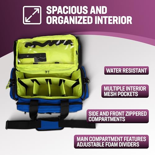 Kemp USA Large Trauma EMS Bag Royal Blue 600D Nylon EMT Medical Kit Bag