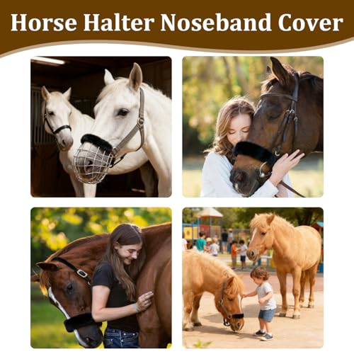 Horse Halter Noseband Cover, Black Noseband Cover for Horse, Bridle Nose Band Padded Replacement Accessories - size: 1 Pcs