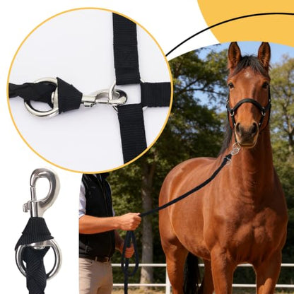 Adjustable Nylon Horse Halter & Matching Lead Set for Horses - color: BLACK