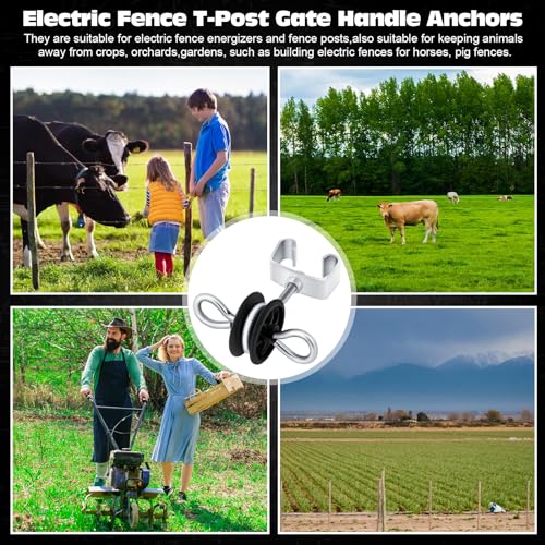 Gisafai 6 Pcs Electric Fence Gate Handles T Post Gate Handle Anchors