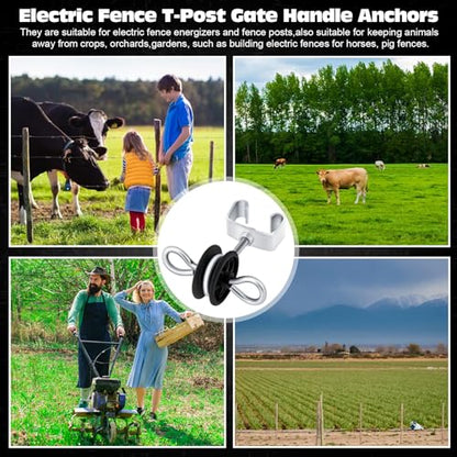 Gisafai 6 Pcs Electric Fence Gate Handles T Post Gate Handle Anchors