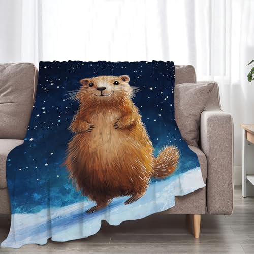 Groundhog Throw Blanket Cozy Plush Groundhog Gifts Blankets Flannel Fleece Lightweight Fuzzy Animal Blanket for Girls Women 50"X40" - color: Groundhog, size: 50"x40"