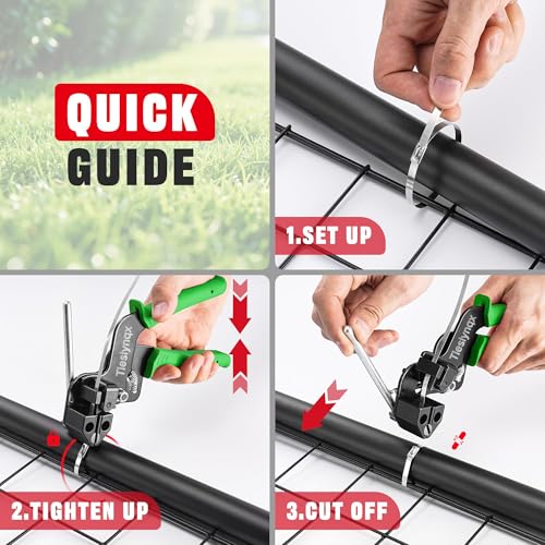 Heavy Duty 304 Stainless Steel Cable Tie Gun Kit-150PCS Metal Zip Ties (3 Sizes), Tensioning/Cutting Tool for Fencing, Chicken Coop, Cable Bundling, Exhaust Repair & Structural Reinforcement