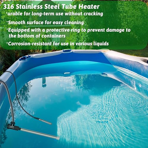 3000W 240V Fully Submersible Water Heater of Above Ground/Inground Pool & Bathtub – Portable Immersion Electric Heater with GFCI & Thermostat to Baptistry, Inflatable Pool, Spa, Bucket& Hot Tub etc