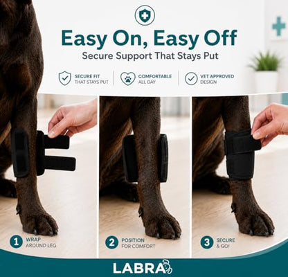 Labra Dog Front Leg Brace - Compression Wrap with Adjustable Straps - Dog Wrist Brace for Support - Leg Sleeve to Stop Licking - Aid in Wound Care and Recovery - Large/Extra Large (Pack of 2) - size: Large/Extra Large (Pack of 2)