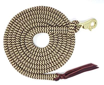 12FT Lead Rope with SS Snap - color: Brown with Beige, size: 12 FT
