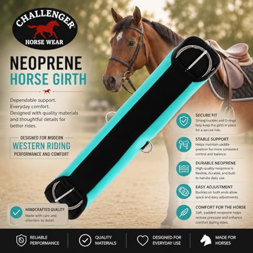 Horse Girth Soft Padded Neoprene Turquoise Western Riding Saddle Cinch 9719 - size: 32" L x 4" W