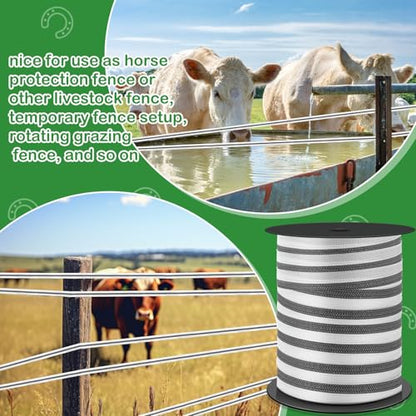 2 Pcs Electric Fence Tape Polytape, 500 Feet X 2 Inch,Black - color: Black