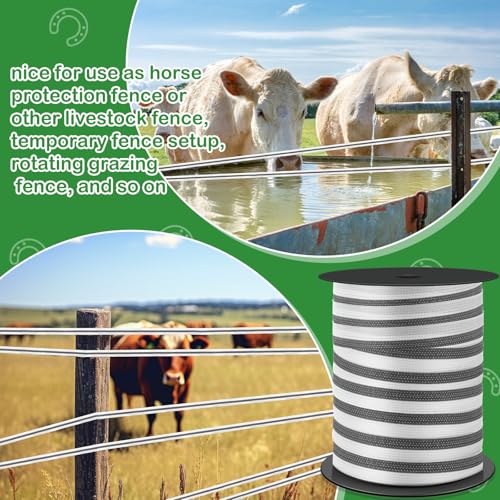 2 Pcs Electric Fence Tape Polytape, 500 Feet X 2 Inch,Black - color: Black