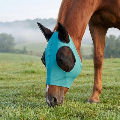 Horse Fly Mask – Nylon-Spandex Face with Breathable Mesh Eyes & Ears, UV Protection Soft Edging Prevents Chafing, Durable & Easy to Clean for Horses & Ponies, Size L - size: L