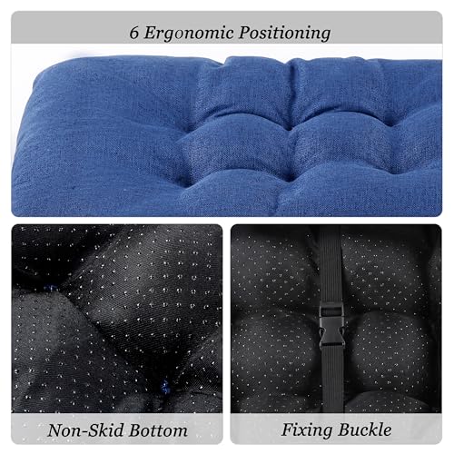Rectangular Stool Cushion Set of 2, Soft Saddle Stool Cushions with Ties, Nonslip and Washable, Dark Blue, 18 x 10.5 x 4 Inch - color: Drak Blue, size: Pack of 2