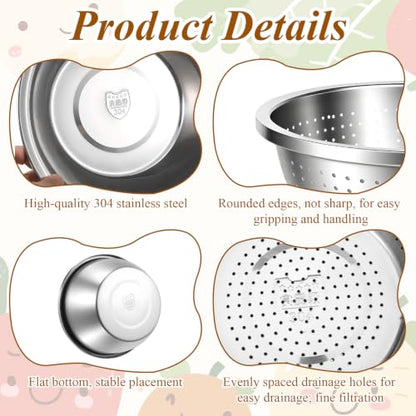 Colander Stainless Steel 3 QT with Bowls, Strainer for Kitchen - size: 3QT