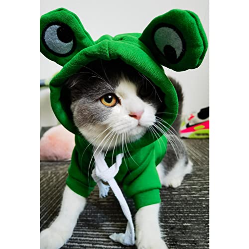 Warm Dog Pet Winter Clothes Cute Frog Shape Dogs Coat Hoodie, Green,L - color: Green Frog, size: L