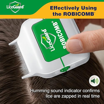 LiceGuard RobiComb Electronic Head Lice Comb, Gentle Lice Treatment | For Kids & Adults, Zapping Nit Comb Detects & Kills Infestation in Thick, Fine & Curly Hair, Microcharge Technology