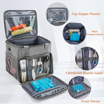 SMYV Pet Grooming Bag for Dog Grooming Supplies, Dog Tote Travel Bag for Pets Grooming Tools Kit Accessories - Grey - color: Grey