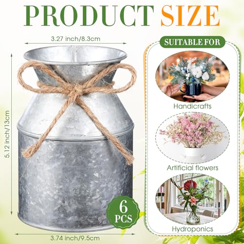 Domensi 6 Pcs Farmhouse Metal Flower Vase, Iron Color - color: Iron Color