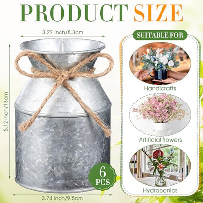 Domensi 6 Pcs Farmhouse Metal Flower Vase, Iron Color - color: Iron Color